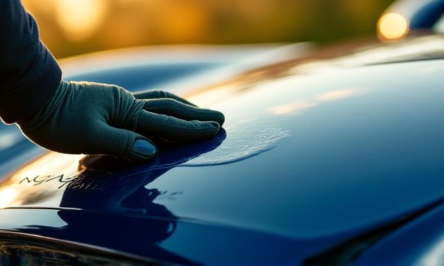 Detailer applying wax to a clean car exterior